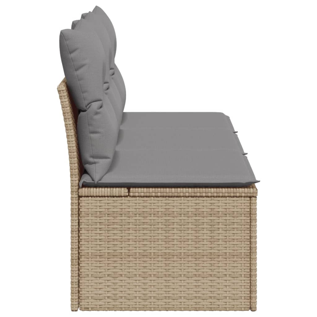 Divano Da Giardino Con Cuscini A 3 Posti Beige In Polyrattan