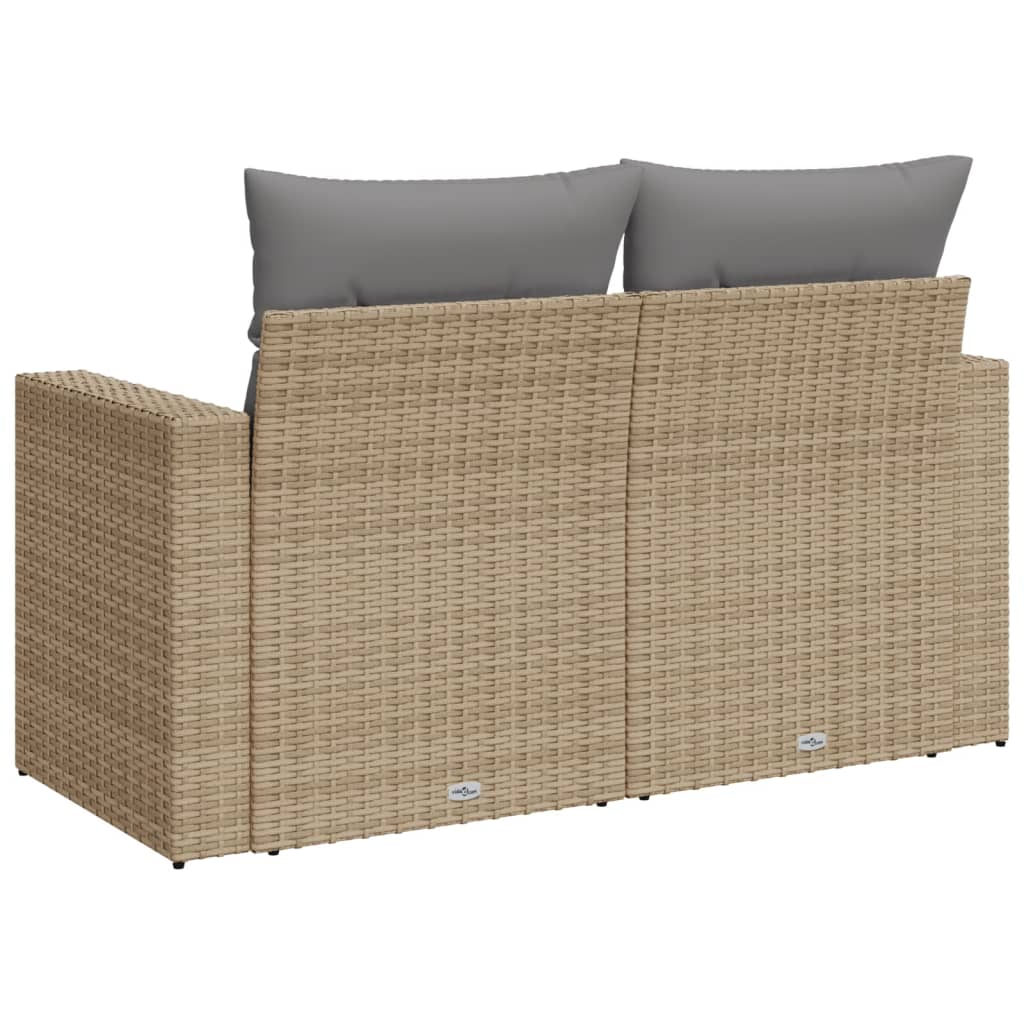 Divano Da Giardino Con Cuscini A 2 Posti Beige In Polyrattan