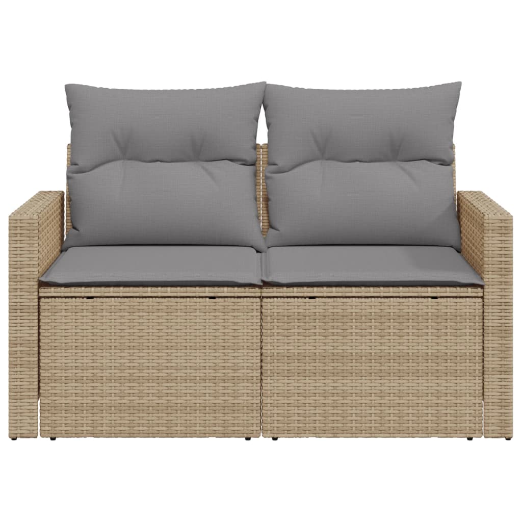 Divano Da Giardino Con Cuscini A 2 Posti Beige In Polyrattan