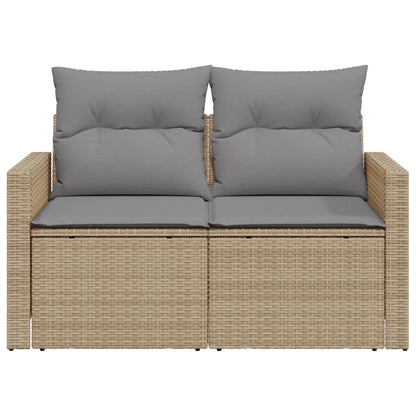 Divano Da Giardino Con Cuscini A 2 Posti Beige In Polyrattan