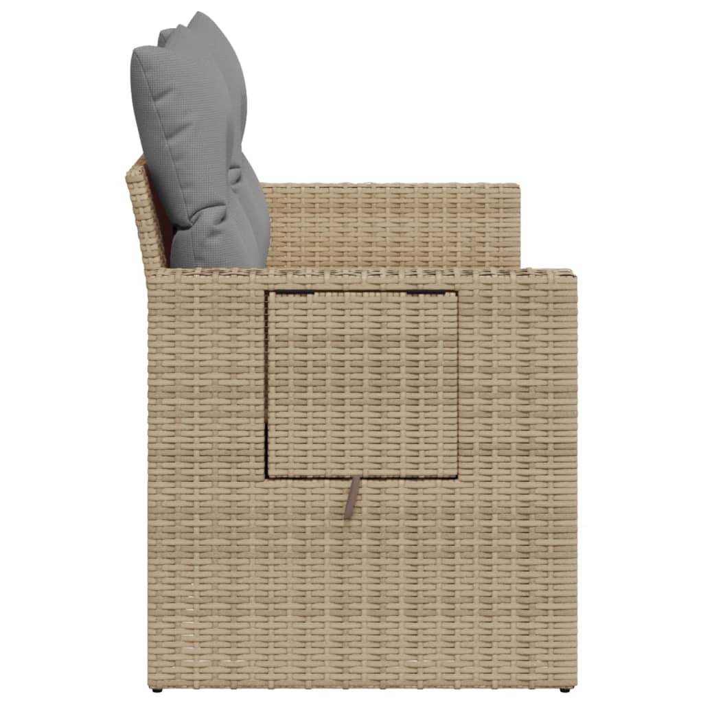 Divano Da Giardino Con Cuscini A 2 Posti Beige In Polyrattan