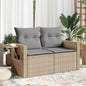 Divano Da Giardino Con Cuscini A 2 Posti Beige In Polyrattan