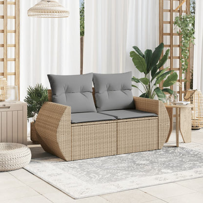 Divano Da Giardino Con Cuscini A 2 Posti Beige In Polyrattan