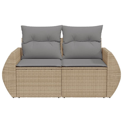 Divano Da Giardino Con Cuscini A 2 Posti Beige In Polyrattan