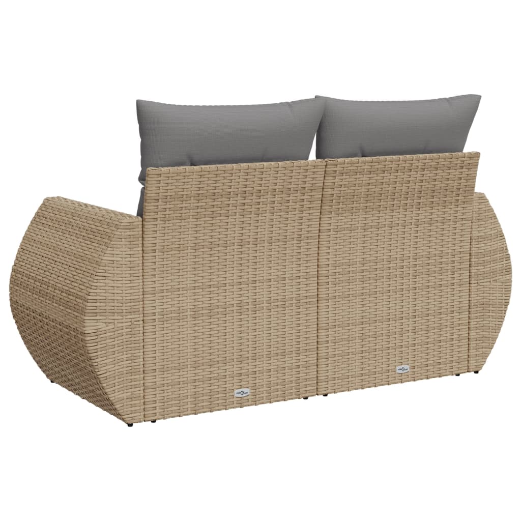 Divano Da Giardino Con Cuscini A 2 Posti Beige In Polyrattan