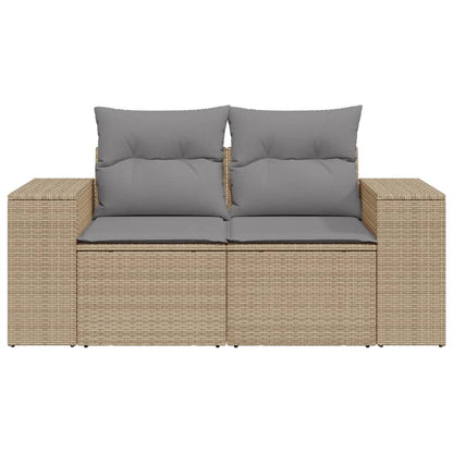 Divano Da Giardino Con Cuscini A 2 Posti Beige In Polyrattan