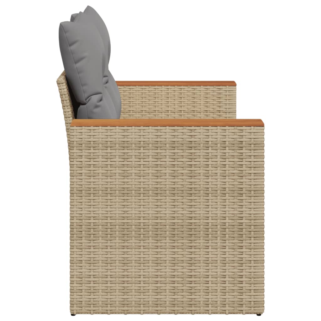 Divano Da Giardino Con Cuscini A 2 Posti Beige In Polyrattan