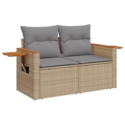 Divano Da Giardino Con Cuscini A 2 Posti Beige In Polyrattan