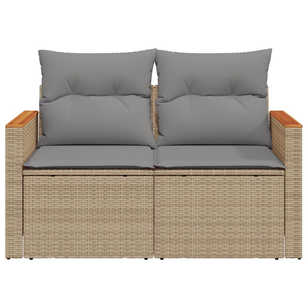 Divano Da Giardino Con Cuscini A 2 Posti Beige In Polyrattan