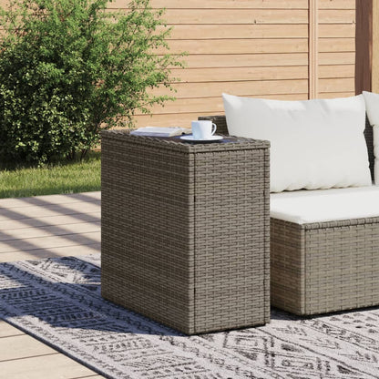 Tavolino Giardino Piano Vetro Grigio 58x27,5x55 Cm Polyrattan