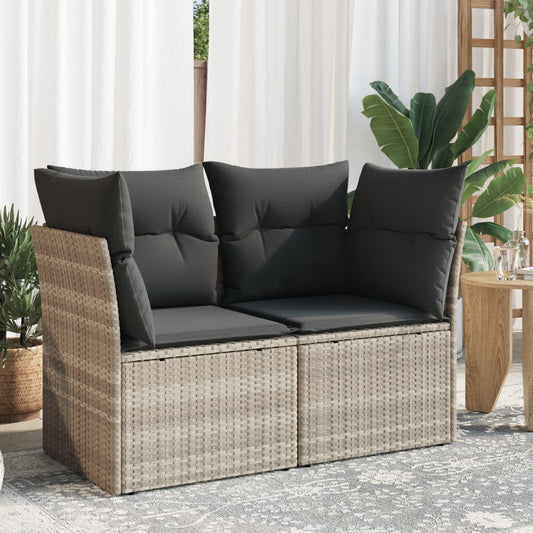 Divano Da Giardino Con Cuscini 2 Posti Grigio Chiaro Polyrattan