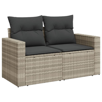 Divano Da Giardino Con Cuscini 2 Posti Grigio Chiaro Polyrattan