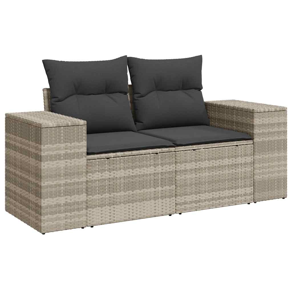 Divano Da Giardino Con Cuscini 2 Posti Grigio Chiaro Polyrattan