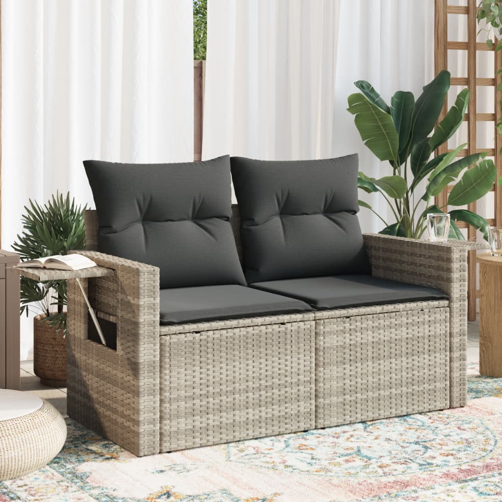 Divano Da Giardino Con Cuscini 2 Posti Grigio Chiaro Polyrattan