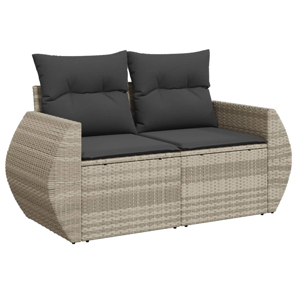 Divano Da Giardino Con Cuscini 2 Posti Grigio Chiaro Polyrattan