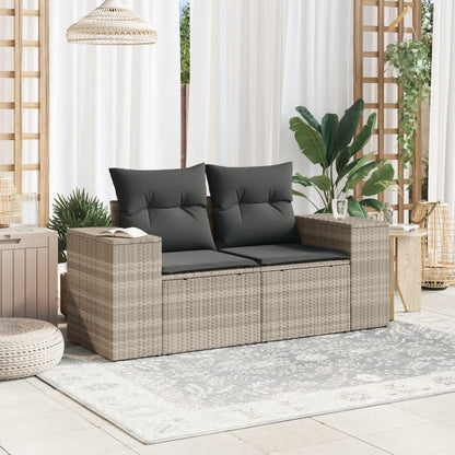 Divano Da Giardino Con Cuscini 2 Posti Grigio Chiaro Polyrattan