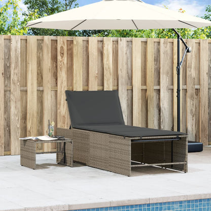 Lettini Prendisole 2 Pz Con Tavolino Grigio In Polyrattan