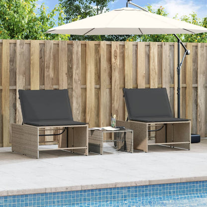 Lettini Prendisole 2 Pz Con Tavolino Grigio In Polyrattan