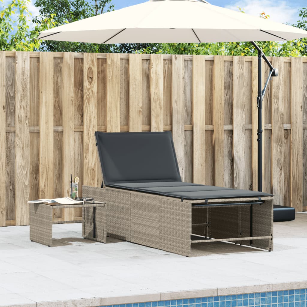 Lettini Prendisole 2pz Con Tavolino Grigio Chiaro In Polyrattan