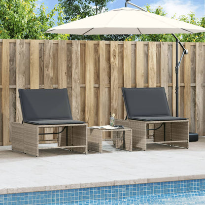 Lettini Prendisole 2pz Con Tavolino Grigio Chiaro In Polyrattan