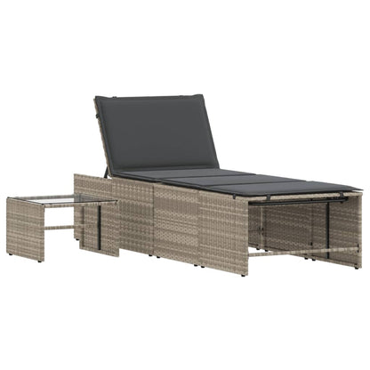 Lettini Prendisole 2pz Con Tavolino Grigio Chiaro In Polyrattan