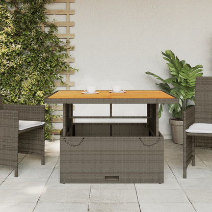 Tavolo Giardino Grigio 110x110x71cm Polyrattan Legno Di Acacia