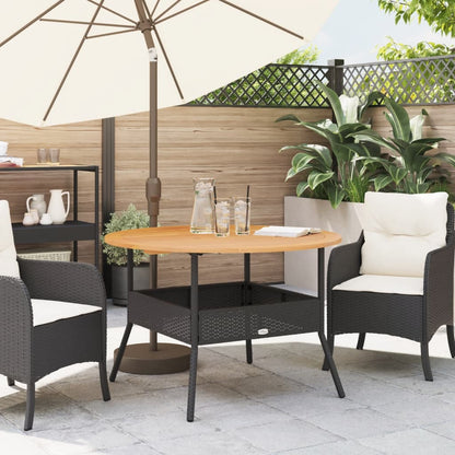 Tavolo Giardino Piano Legno Acacia Nero 110x71 Cm Polyrattan