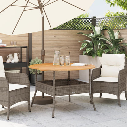 Tavolo Giardino Piano Legno Acacia Grigio 110x71 Cm Polyrattan