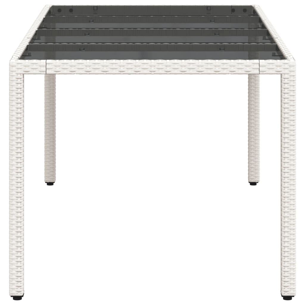 Tavolo Giardino Piano In Vetro Bianco 190x90x75 Cm Polyrattan