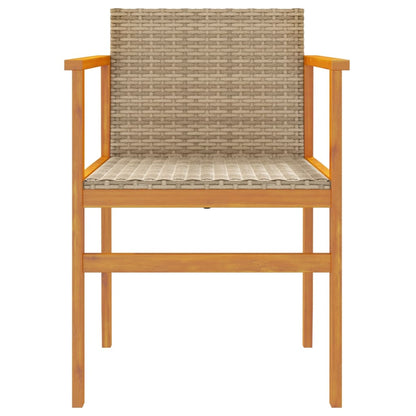 Sedie Da Giardino 2 Pz Beige In Polyrattan E Legno Massello