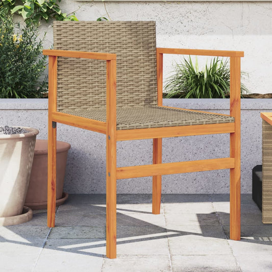 Sedie Da Giardino 2 Pz Beige In Polyrattan E Legno Massello