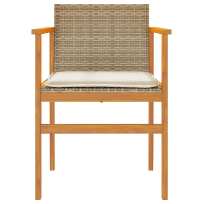 Sedie Giardino Con Cuscini 2 Pz Beige Polyrattan Legno Massello