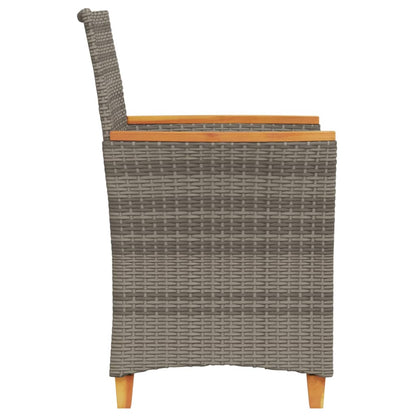 Sedie Giardino Con Cuscini 2pz Grigie Polyrattan Legno Massello