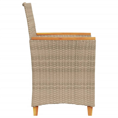 Sedie Giardino Con Cuscini 2 Pz Beige Polyrattan Legno Massello