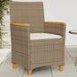 Sedie Giardino Con Cuscini 2 Pz Beige Polyrattan Legno Massello