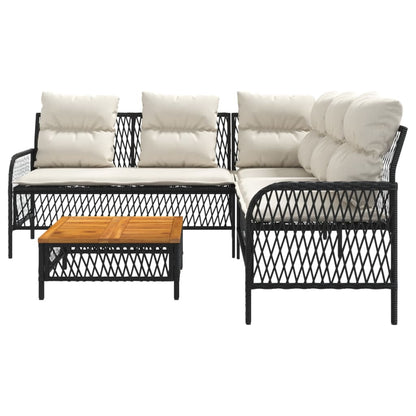 Set Divani Da Giardino 2 Pz Con Cuscini In Polyrattan Nero