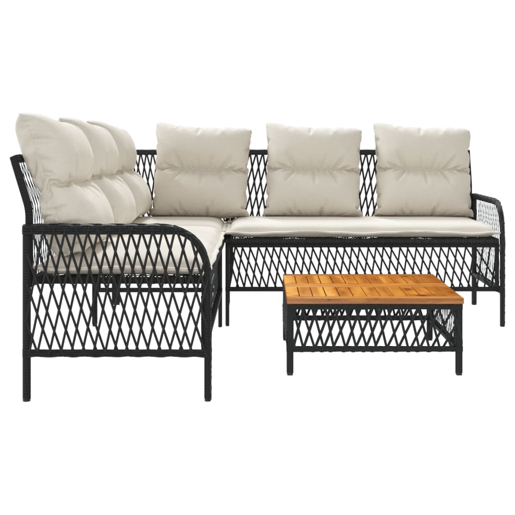 Set Divani Da Giardino 2 Pz Con Cuscini In Polyrattan Nero