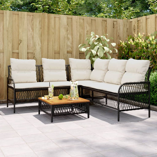 Set Divani Da Giardino 2 Pz Con Cuscini In Polyrattan Nero