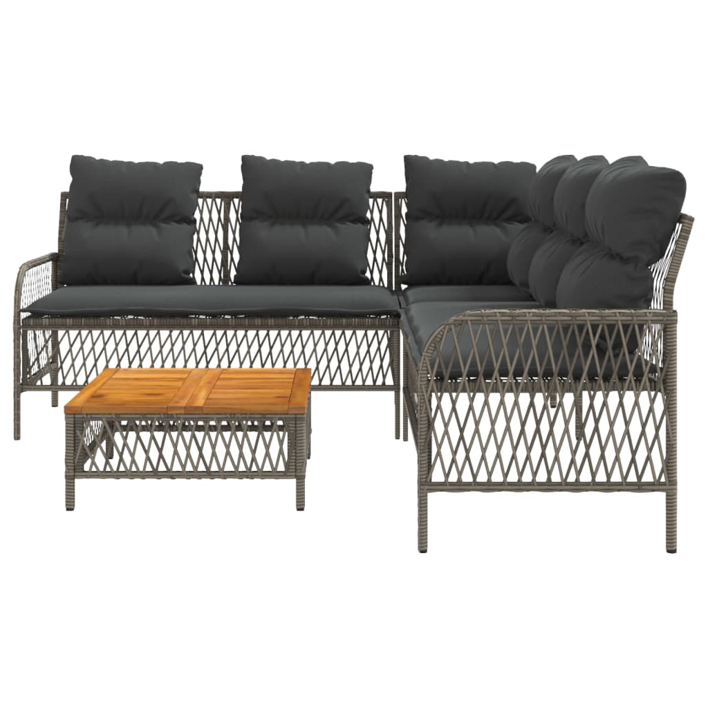 Set Divano Da Giardino 2 Pz Con Cuscini Grigio In Polyrattan