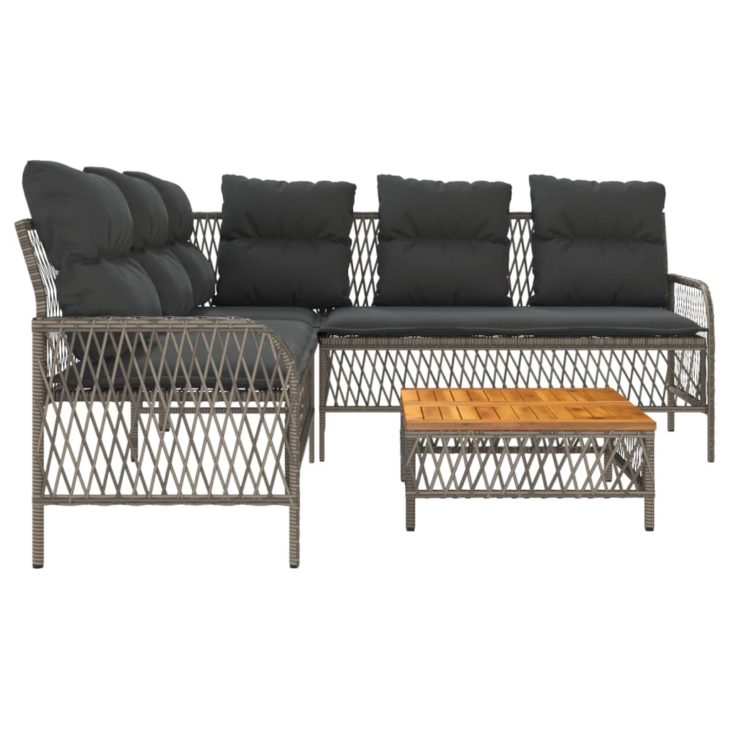 Set Divano Da Giardino 2 Pz Con Cuscini Grigio In Polyrattan