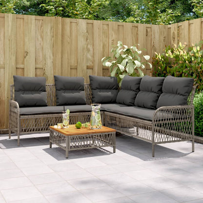 Set Divano Da Giardino 2 Pz Con Cuscini Grigio In Polyrattan