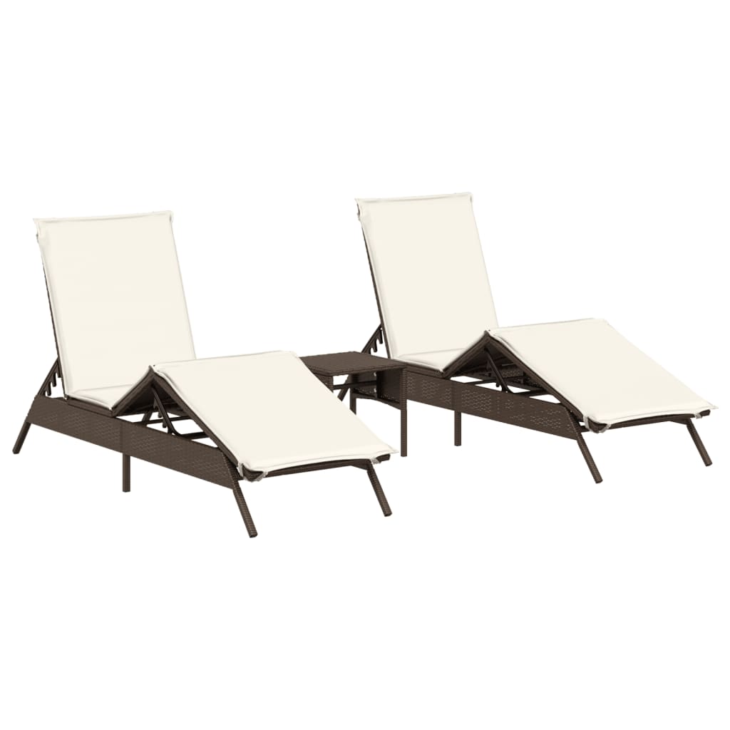 Lettini Prendisole 2 Pz Con Tavolino Marrone In Polyrattan