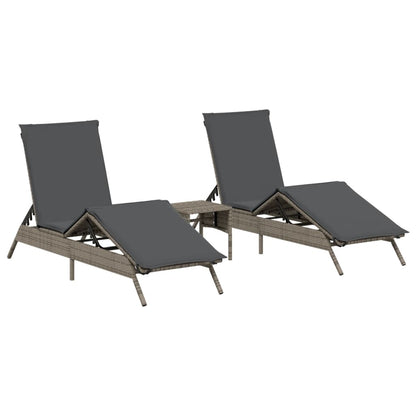 Lettini Prendisole 2 Pz Con Tavolino Grigio In Polyrattan