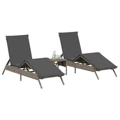 Lettini Prendisole 2 Pz Con Tavolino Grigio In Polyrattan