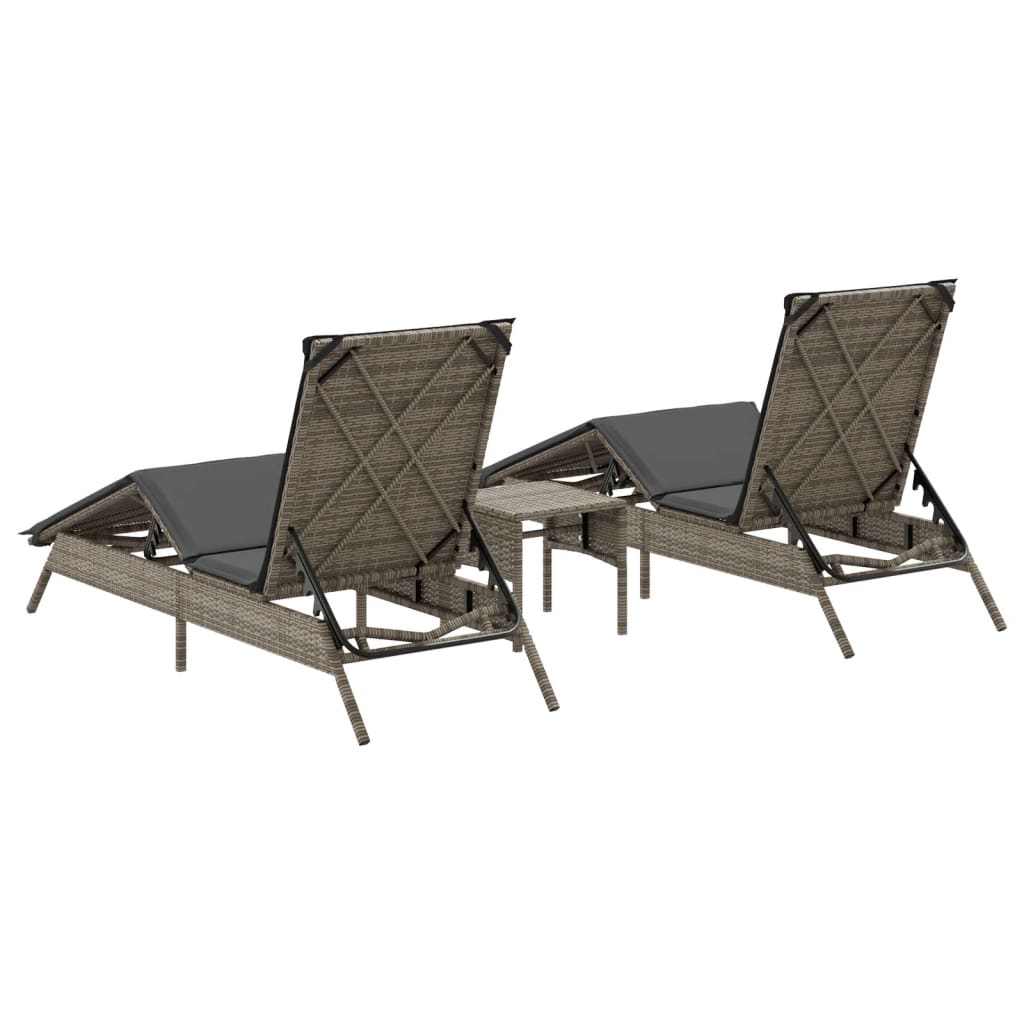 Lettini Prendisole 2 Pz Con Tavolino Grigio In Polyrattan