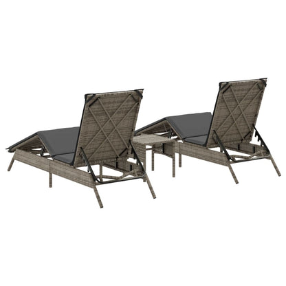 Lettini Prendisole 2 Pz Con Tavolino Grigio In Polyrattan