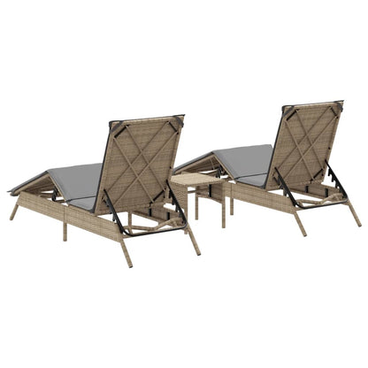 Lettini Prendisole 2 Pz Con Tavolino Beige In Polyrattan