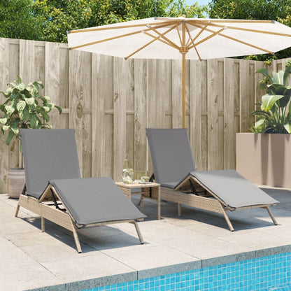 Lettini Prendisole 2 Pz Con Tavolino Beige In Polyrattan