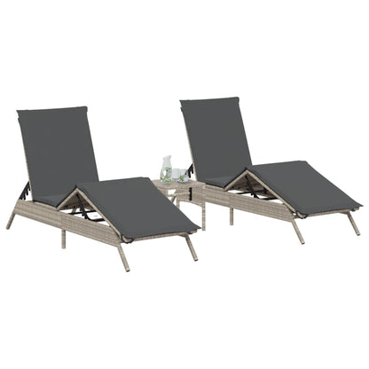 Lettini Prendisole 2pz Con Tavolino Grigio Chiaro In Polyrattan