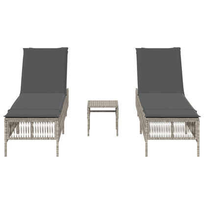 Lettini Prendisole 2pz Con Tavolino Grigio Chiaro In Polyrattan